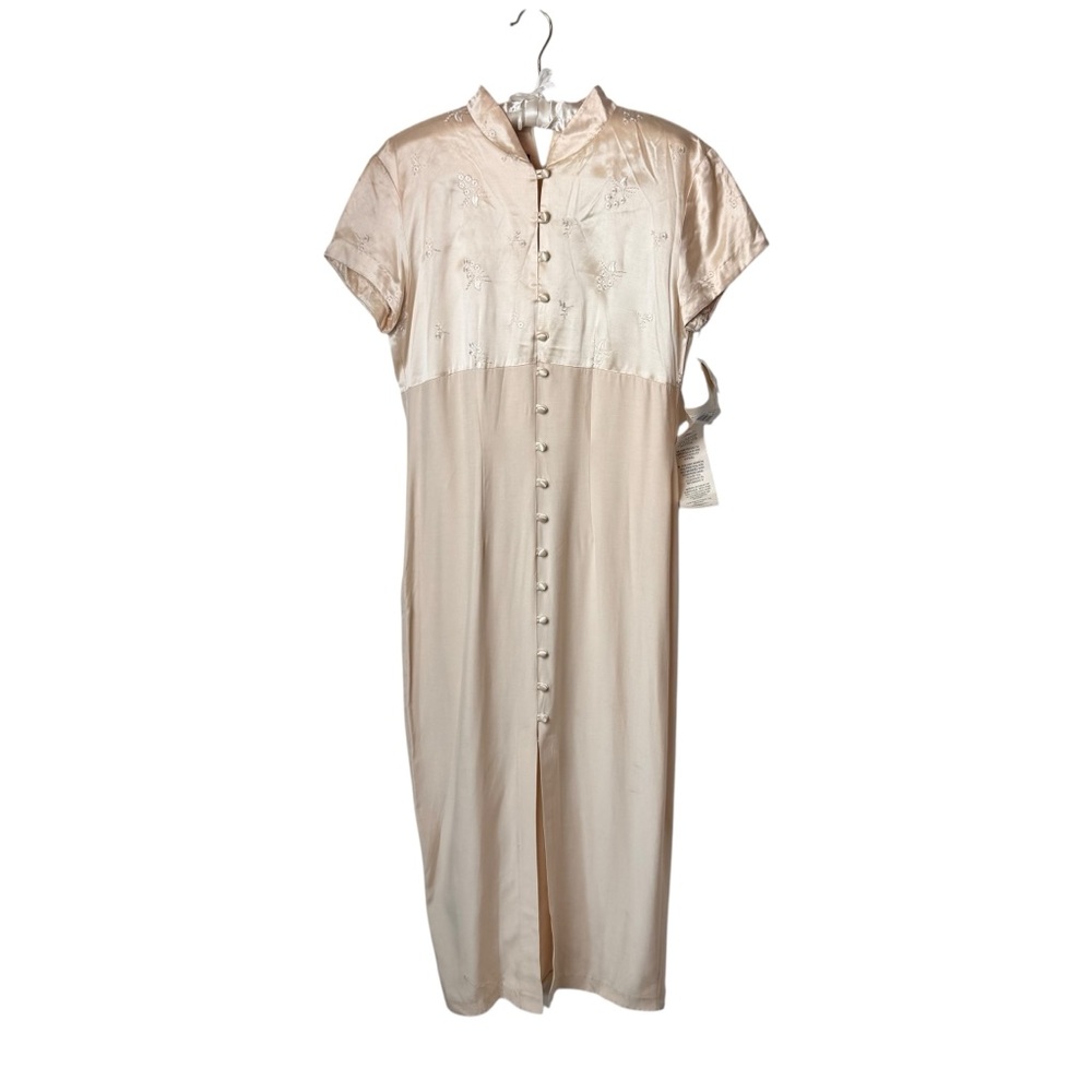 Vintage‎ Wild Rose Cream elegant satin maxi dress 10 wedding guest bridal NWT
